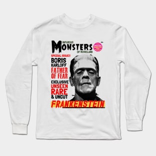 Vintage pulp horror magazine, Boris Karloff Frankenstein Long Sleeve T-Shirt